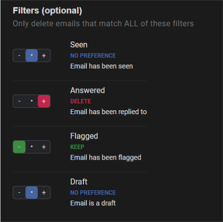 Specify filter rules to delete or exclude