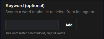 Delete by keyword on Instagram
