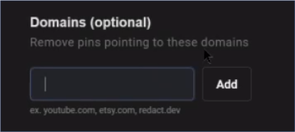 Delete only pins containing these domains in Pinterest
