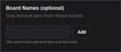 Delete only pins in these board names in Pinterest