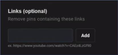 Delete only pins containing these links in Pinterest