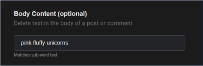 Delete according to post body or comment